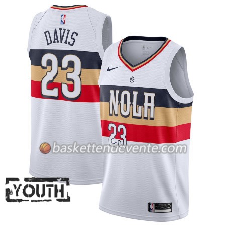 Maillot Basket New Orleans Pelicans Anthony Davis 23 2018-19 Nike Blanc Swingman - Enfant